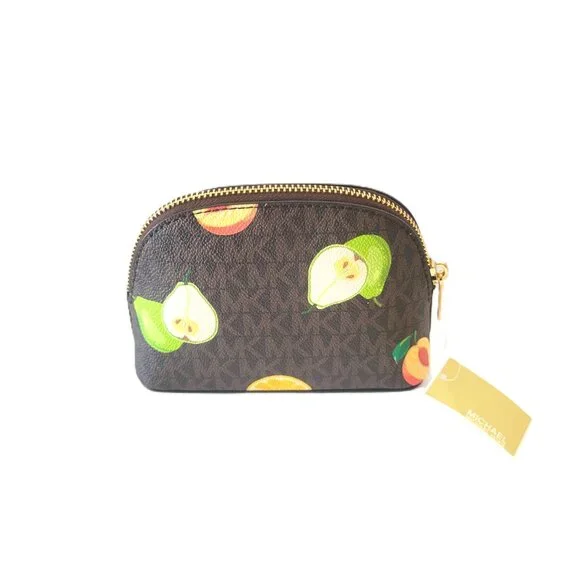 Michael Kors Jet Set Travel Medium Pouch Cosmetic Case Makeup Bag Brown - Picture 4 of 7